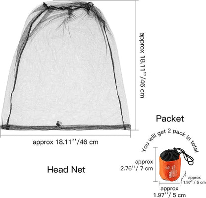 2 Pack Mosquito Head Net Face Mesh Net Mesh Head Protecting Net for Outdoor Hiking Camping Climbing Walking Mosquito Fly Bugs