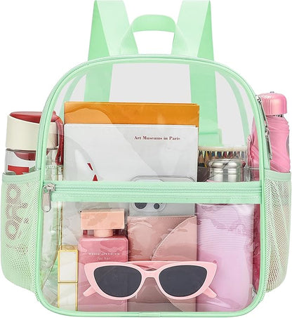 Oraben Clear Backpack for Stadium Events Clear Stadium Backpack 12x6x12 Bag (Nylon Shoulder Straps, Avocado Green)
