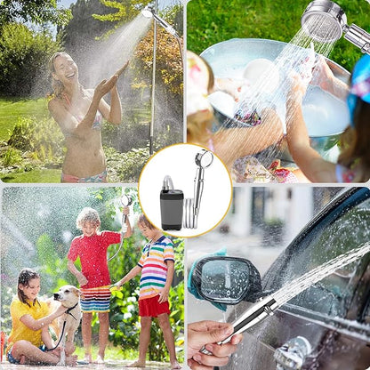 Portable Camping Shower, Upgraded Outdoor Camp Shower with 6000mAh Rechargeable Electric Shower Pump IPX7 Waterproof Outdoor Shower for Camping, Hiking, Traveling