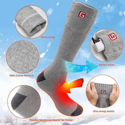 SVPRO Rechargeable Heating Socks Battery Operated Socks Heated for Women Men,Electric Heated Socks with 3 Heating Settings Outdoor Riding Camping Hiking Skiing Motorcycle Winter Electric Warm Socks