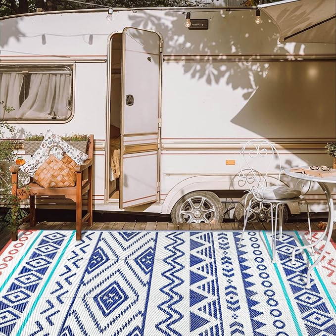 Outdoor Rugs Patio Camping Waterproof - 6x9 Plastic Straw Patio Rug Portable for Campers, Outside RVs Mat, Outdoor Area Carpet for Patios Clearance, Backyard Porch, Balcony, Picnic