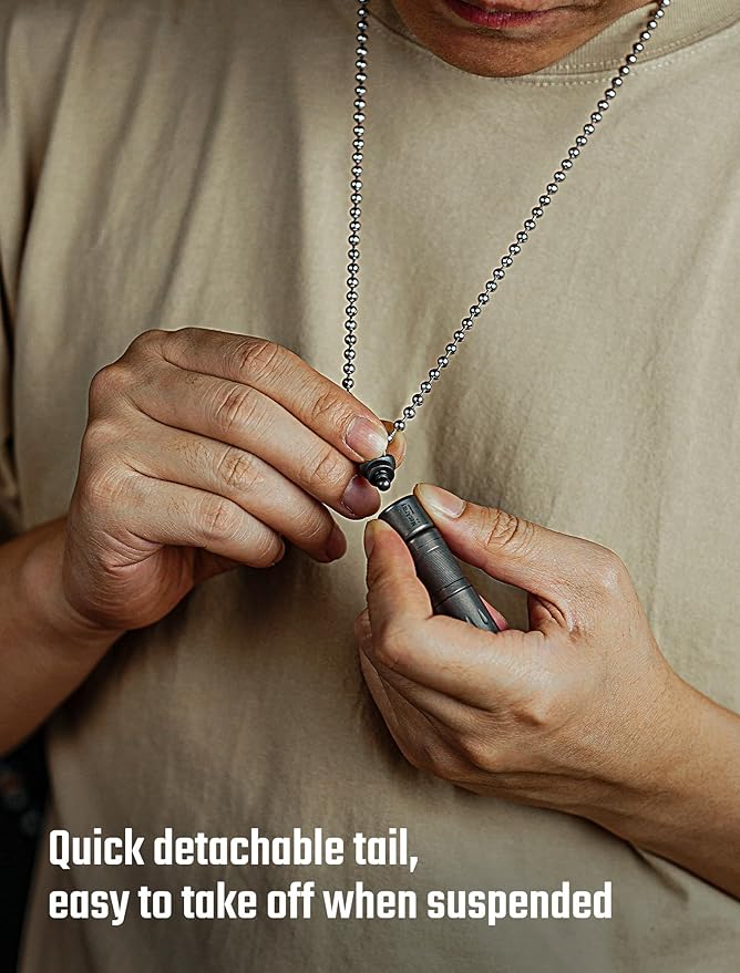 MecArmy Titanium Mini Flashlight Rechargeable, EDC Small Flashlights with Quick Release Tail for Easy Access, Led Pocket Flashlight for Home Camping Outdoors, Christmas Birthday Gifts for Him Her
