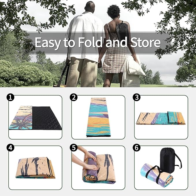 Picnic Blankets Outdoor Waterproof Sand Free 60"x80" Extra Large Beach Blanket Camping Essentials Vacation Accessories for Adults Camper Gear Must Haves Stuff Gifts Supplies for Women Couple