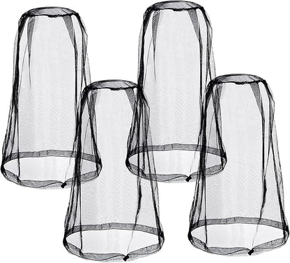 Mosquito Head Net Mesh, Bug Net for Head Mosquito Face Net for Outdoor Hiking Camping Fishing Mosquito and Insert Protection (4 Pack Black)