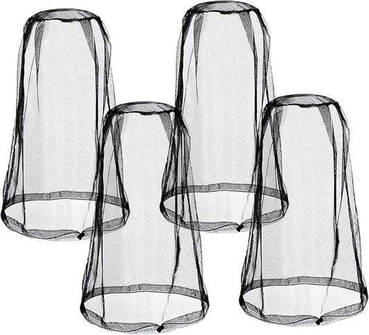 Mosquito Head Net Mesh, Bug Net for Head Mosquito Face Net for Outdoor Hiking Camping Fishing Mosquito and Insert Protection (4 Pack Black)