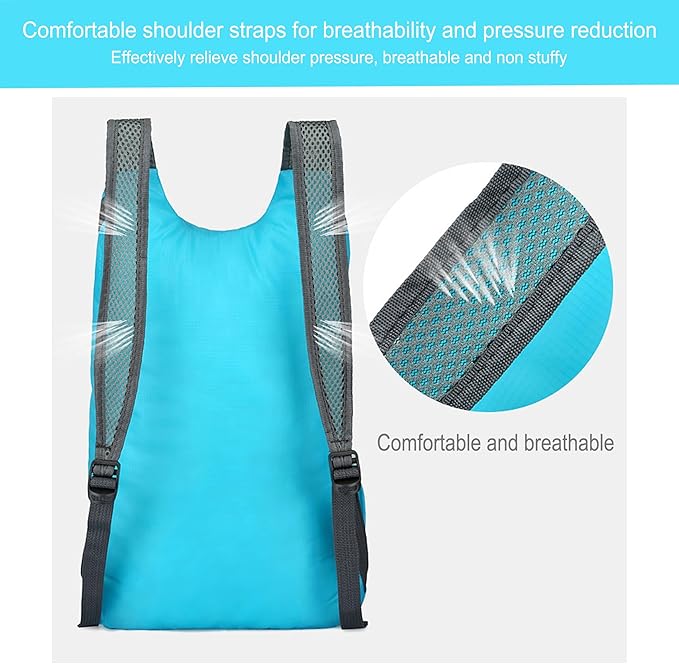 16L Hiking-Daypack Lightweight-Foldable Travel-Backpack Water-Resistant Camping Outdoor Packable Small Carry-on Bag (Blue)