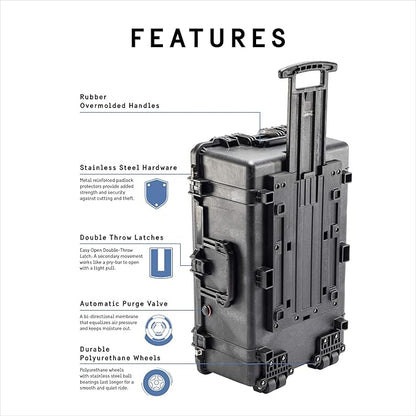 Pelican 1650 Rolling Case No Foam (Black)