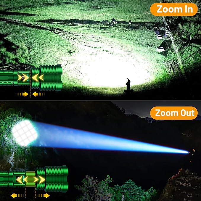 Rechargeable Flashlights 2400000 High Lumens, Super Bright LED Flashlight Battery Powered|30H Long Life|Holster| Zoomable 5 Modes|Output|Waterproof|Powerful Tactical Flashlights for Emergency, Camping