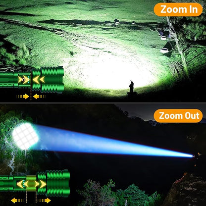 Rechargeable Flashlights 2400000 High Lumens, Super Bright LED Flashlight Battery Powered|30H Long Life|Holster| Zoomable 5 Modes|Output|Waterproof|Powerful Tactical Flashlights for Emergency, Camping