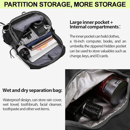 Seektop 20L Waterproof Hiking Backpack - Lightweight Daypack with 8 Pockets & Wet-Dry Compartment for Outdoor Adventures