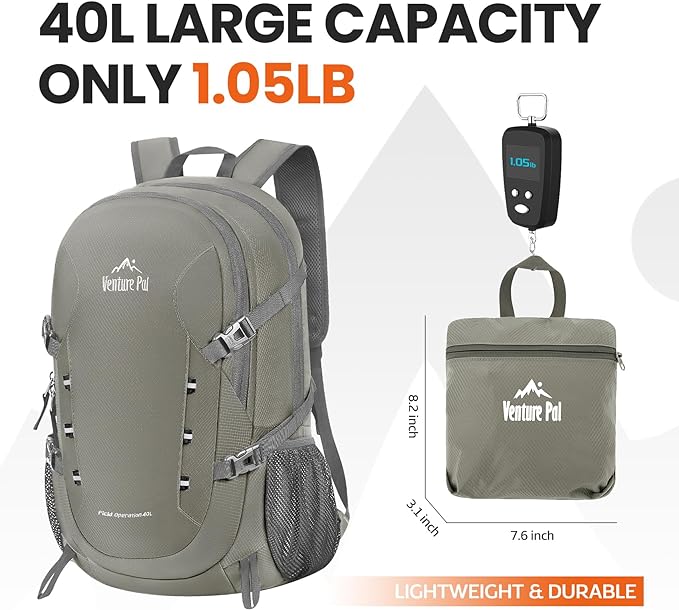Venture Pal 40L Lightweight Packable Travel Hiking Backpack Daypack