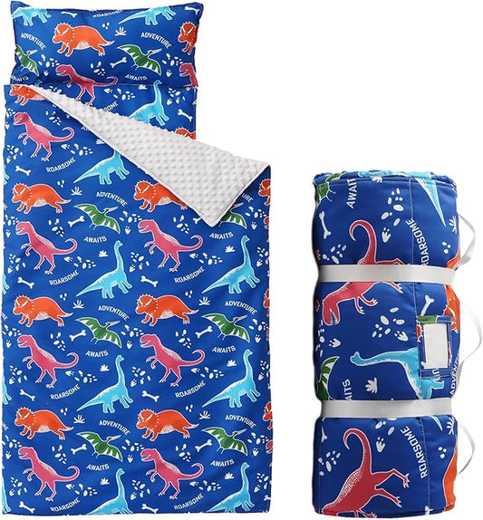Bunnikins & Clover Toddler Nap Mat with Removable Pillow, Nap Mats for Preschool, Easy Clean Toddler Nap Pad for Kindergarten, Kids Sleeping Bag for Travel Camping