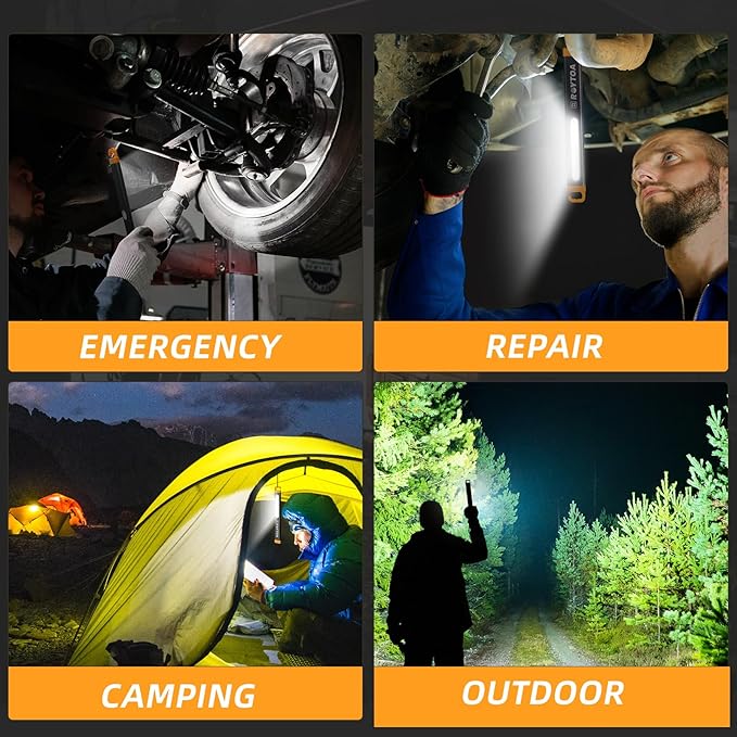 Rechargeable LED Flashlights High Lumens, COB LED Magnetic Work Light with Hook Super Bright Handheld Flashlight for Emergency, Camping, Hiking
