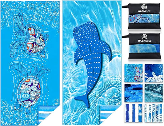 Lightweight Thin Microfiber Beach Towel Sand Free Quick Dry Absorbent Compact Soft Pool Swim Travel Towels Extra Large Oversized Beach Accessories Packable Essentials Stuff Gifts for Adult