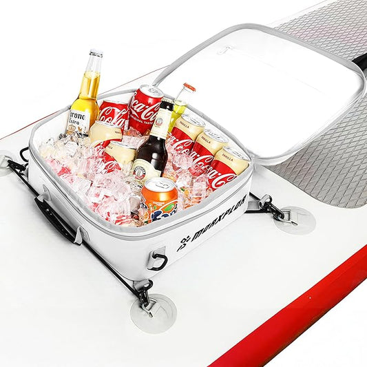 Waterproof PVC Paddleboard Cooler Deck Bag - 12 Can Soft Insulated Cooler for Paddleboarding, Camping, Kayaking