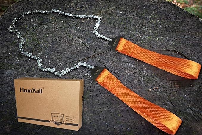 24" Pocket Chainsaw 3x Faster With CUTTING BLADE ON EVERY LINK-Best Pocket Saw for Wood Cutting Outdoor Hiking Camping Survival Gear Garden Work With Pouch- Bonus Front Snap Carrying Case