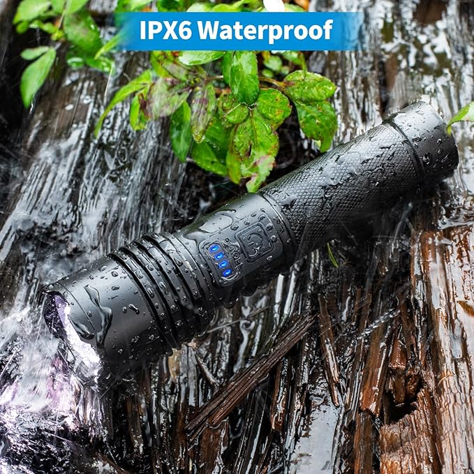 Rechargeable Flashlights High Lumen, 990000 Super Bright LED Flashlight, 12 Hour Runtime Flash Light with 3 Modes, IPX6 Waterproof for Home, Outdoor, Camping