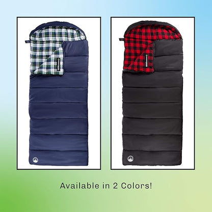 Sleeping Bag - 32F Comfort Rated 3-Season Envelope-Style Sleep Bag with Hood for Backpacking, Hiking, and Camping by Wakeman