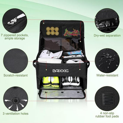 Golf Trunk Organizer, 2 Layer Waterproof Car Golf Locker with Separate Ventilated Compartment for 2 Pair Shoes, Golf Trunk Storage for Golf Accessories, Golf Gifts for Men