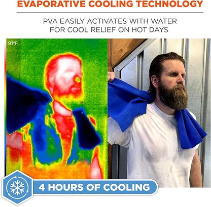 Ergodyne Chill-Its 6602 Evaporative Cooling Towel, Blue 13 inches x 29.5 inches