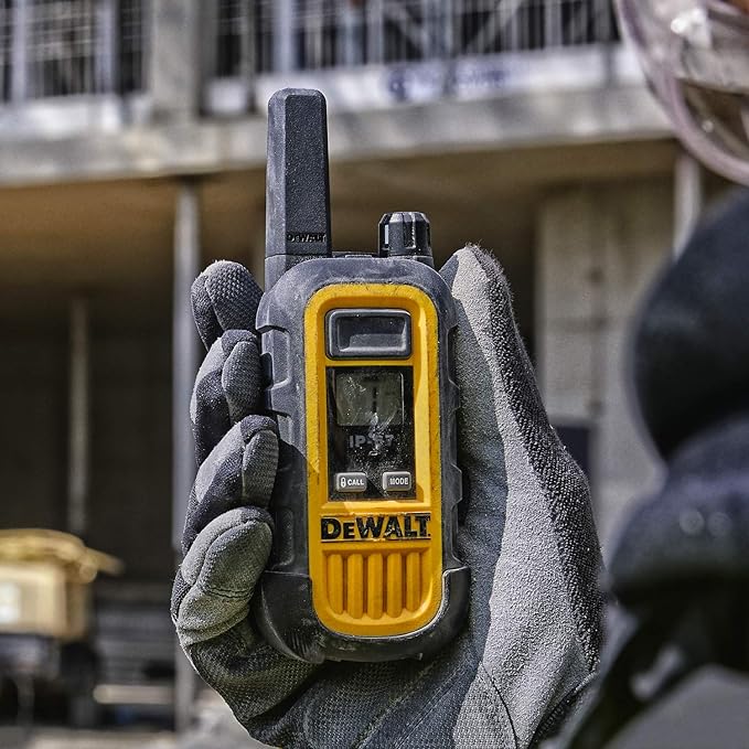 DEWALT DXFRS300 1 Watt Heavy Duty Walkie Talkies with Headsets - Waterproof, Shock Resistant, Long Range & Rechargeable Two-Way Radio with VOX (4 Pack) (2DXFRS300-SV1)