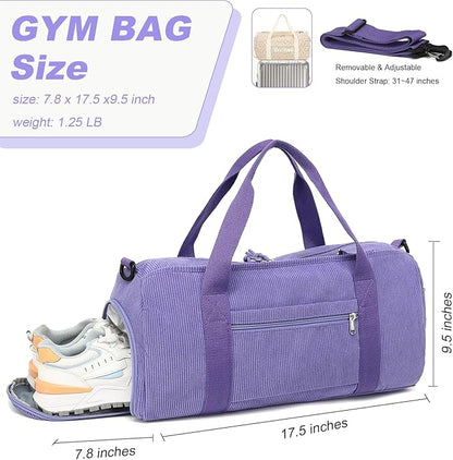 Duffle Bag for Gym Sports Women Girls Workout Travel Bag Weekender with Shoe Compartment and Wet Pocket
