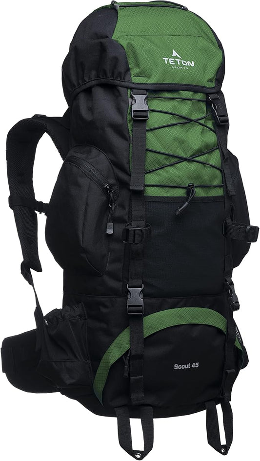 TETON 45L Scout Internal Frame Backpack for Hiking, Camping, Backpacking, Rain Cover Included