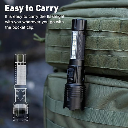Rechargeable Flashlights High Lumens 2 Pack, 990000 Lumen Bright LED Flashlight with 7 Lighting Modes, IPX7 Waterproof Powerful Handheld Flash Light for Home Camping Emergency