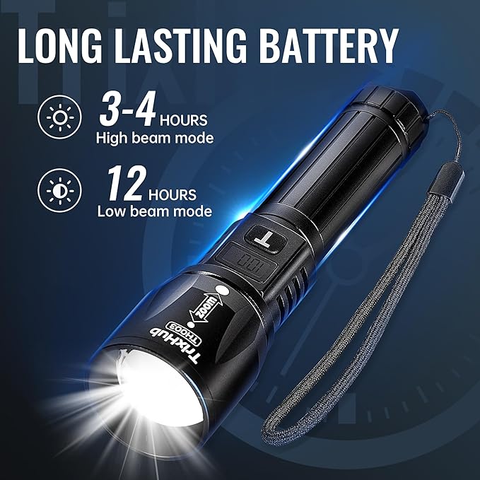 Rechargeable Flashlights 2 Pack, 990,000 Lumens Super Light Flashlight with LCD Digital Display, 5 Adjustable Mode Powerful Tactical Flashlight, Waterproof Flashlights for Camping Hiking
