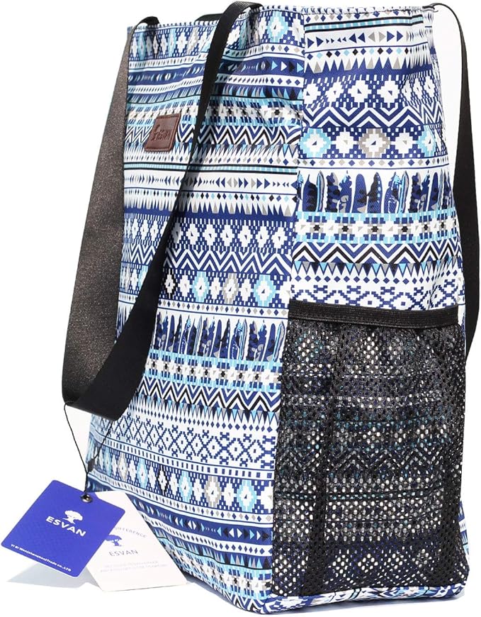 ESVAN Original Floral Water Resistant Large Tote Bag Shoulder Bag for Gym Beach Travel Daily Bags Upgraded
