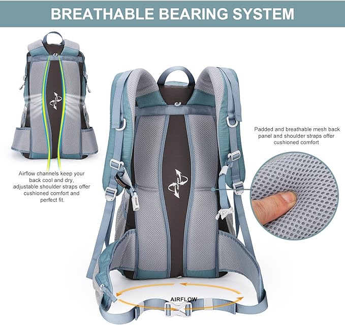 MOUNTAINTOP 40L Hiking Backpack Travel Daypack with Rain Cover for Outdoor Backpacking, Camping
