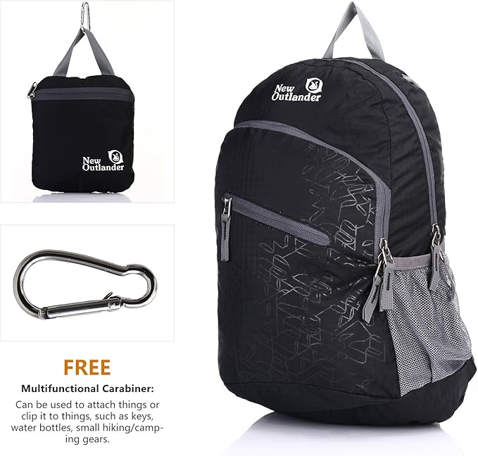 Outlander Packable Handy Lightweight Travel Hiking Backpack Daypack-Black-L