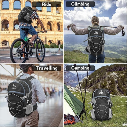 Hiking Backpack Packable 40L Foldable - Lightweight Camping Travel Daypacks Water-resistant Backpacks Outdoor Sports for Men Women (Black)