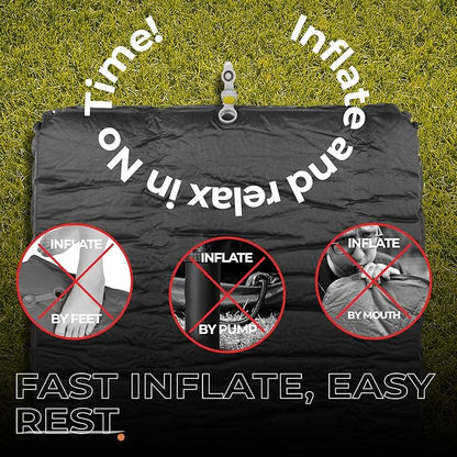 Overmont Self-Inflating Sleeping Pad - 3”Thick Memory Foam Camping Pad - Inflatable Camping Mattress Pad Sleeping Mat for Car Truck Travel Tent - 4 Season Durable Comfortable