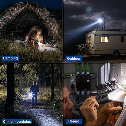 Rechargeable LED Flashlights High Lumens 2 Pack, 900000 Lumen Super Bright Flashlight with USB Cable, 7 Modes Powerful Flashlight Waterproof Flash Light for Home Emergencies Camping
