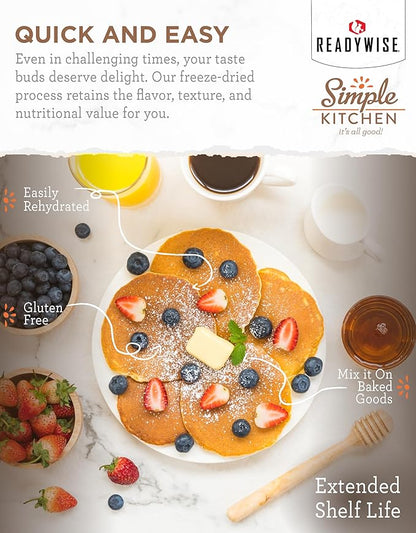 READYWISE - Simple Kitchen, Pancake Mix, 20 Servings, Emergency Food Supply, Canned, Survival Food, Baking Supplies, Pancakes, and Waffle Mix for Breakfast, Canned Breakfast, Pancake-Batter Mix