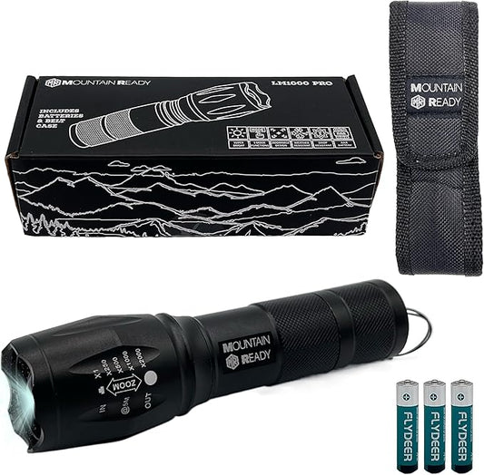 LED Flashlight – Bright, Zoomable, High Lumen 5-Mode Tactical Flashlight – AAA Batteries & Case Included. Perfect for Emergencies, Outdoors, Camping, EDC or a Gift.