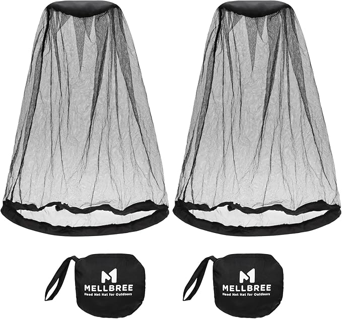 Mosquito Net Hat, 2-pack Mosquito Head Net Mesh for Outdoors Bug Net for Head Hiking Hats with Netting for Men Women