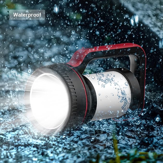 Rechargeable Spotlight Super Bright 12000 Lumen LED Flashlight Handheld Spotlight 10000mAh Long Lasting Large Flashlight Searchlight for Camping Outdoor Hunting Emergency as Gift