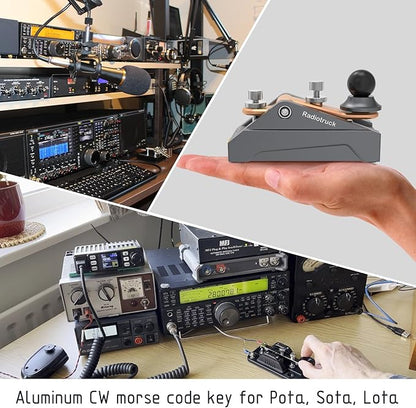 CW Telegraphy Key Auto Morse - Radio HAM Send Telegram Key Lambic Single Paddle Transmission Morse Code Key with Aluminum Alloy Body Base
