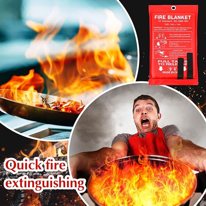 Macarrie 20 Pack 39” x 39” Fire Blanket Emergency Fire Blanket for Home and Kitchen Suppression Blanket Safety Fiberglass Fireproof Blanket Survival for Fireplace Car Office Camping (Red)
