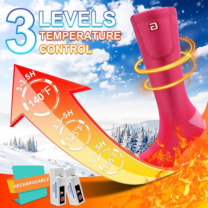 SVPRO Electric Heated Socks Men Women Rechargeable Heating Socks Washable Battery Thermal Foot Warmer Socks Winter Warm Socks