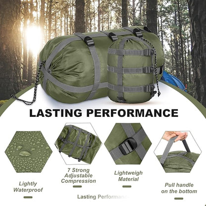 5 Pack Compression Stuff Sack 5 Assorted Size Sleeping Bag Stuff Sack Ultralight Sleeping Bag Cover Space Saving Gear for Travel Outdoor Camping Hiking Backpacking