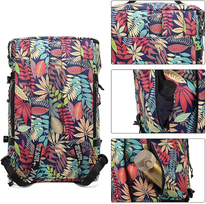 Floral Gym Duffle Bag Backpack 4 ways for Women Waterproof with Shoes Compartment for travel Sport Hiking laptop Lightweight, Kalesi