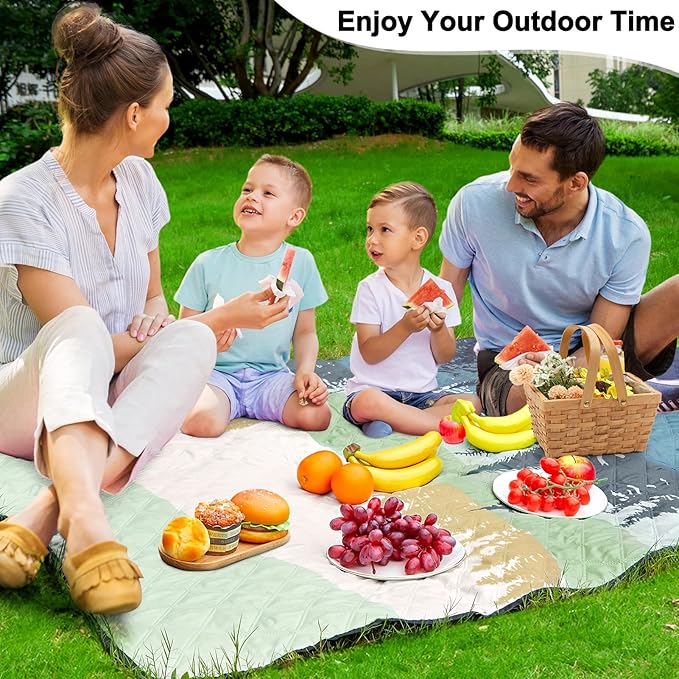 ICOSY Large Picnic Outdoor Blankets, 78" x 59" Beach Camping Blanket Waterproof Sandproof Picnic Camping Mat Camping Gear Essentials
