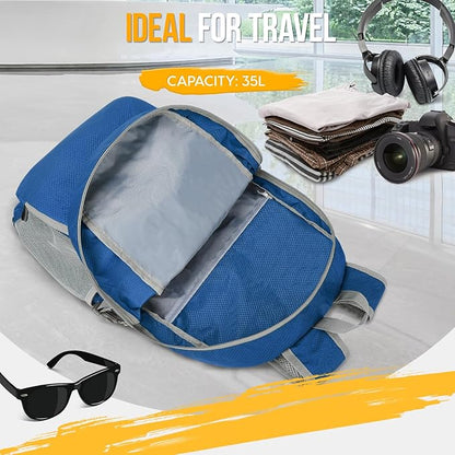 ZOMAKE Lightweight Packable Backpack 35L - Light Foldable Backpacks Water Resistant Collapsible Hiking Backpack - Compact Folding Day Pack for Travel Camping(Dark Blue)