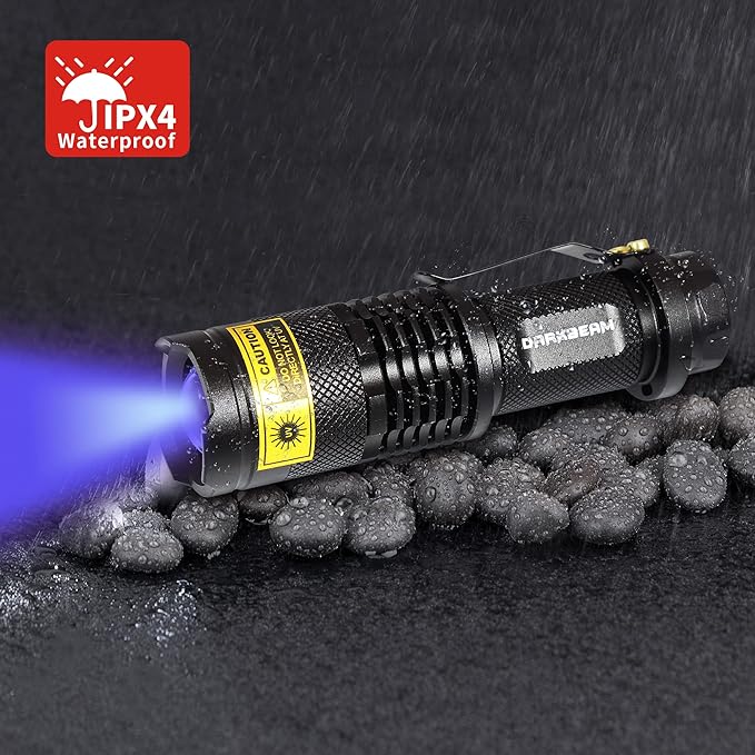 DARKBEAM UV 365nm Light Flashlight 2 Packs Wood's lamp Blacklight LED Portable Mini Handheld Torch Detector for Dog Urine Pet 370nm Anti-counterfeiting Identification, Resin Curing