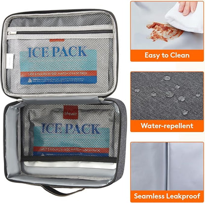 Lifewit Freezable Lunch Box, Insulated Reusable Lunch Bag with 2 Ice Packs, Mini Cooler Snack Bag for Bento Box for Salad, Sandwich, Snacks fo Men Women for Work, Dark Gray 5L