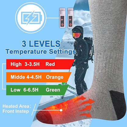 Autocastle Heated Socks, Electric Heated Socks for Men Women, Rechargeable Battery Heating Socks, Winter Warm Thermal Socks, Washable Unisex Foot Warmers for Hunting Camping Skiing Hiking Outdoors