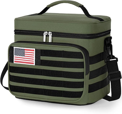 Lifewit Tactical Lunch Box for Men, Leakproof Insulated Large Lunch Cooler with MOLLE Webbing and Shoulder Straps, Heavy Duty Lunch Bag for Men Work Camping Picnic, 13L Green